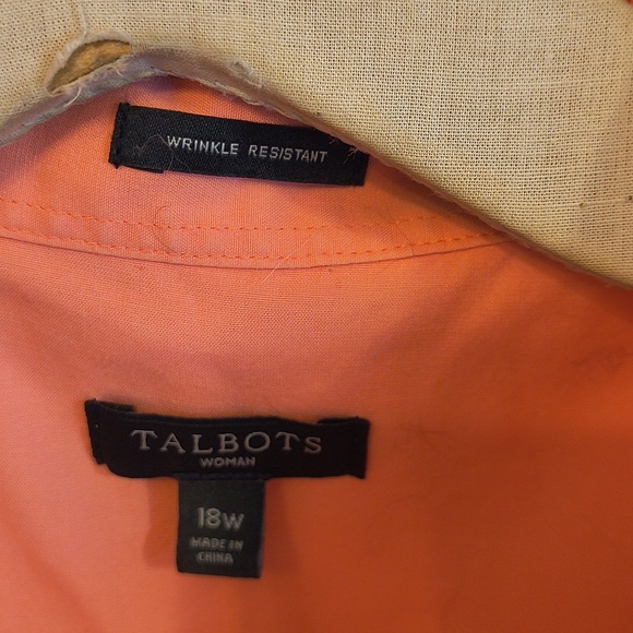Women's Talbots Coral Sleeveless Hidden Button Up Wrinkle Resistant Blouse 18W - Picture 3 of 8